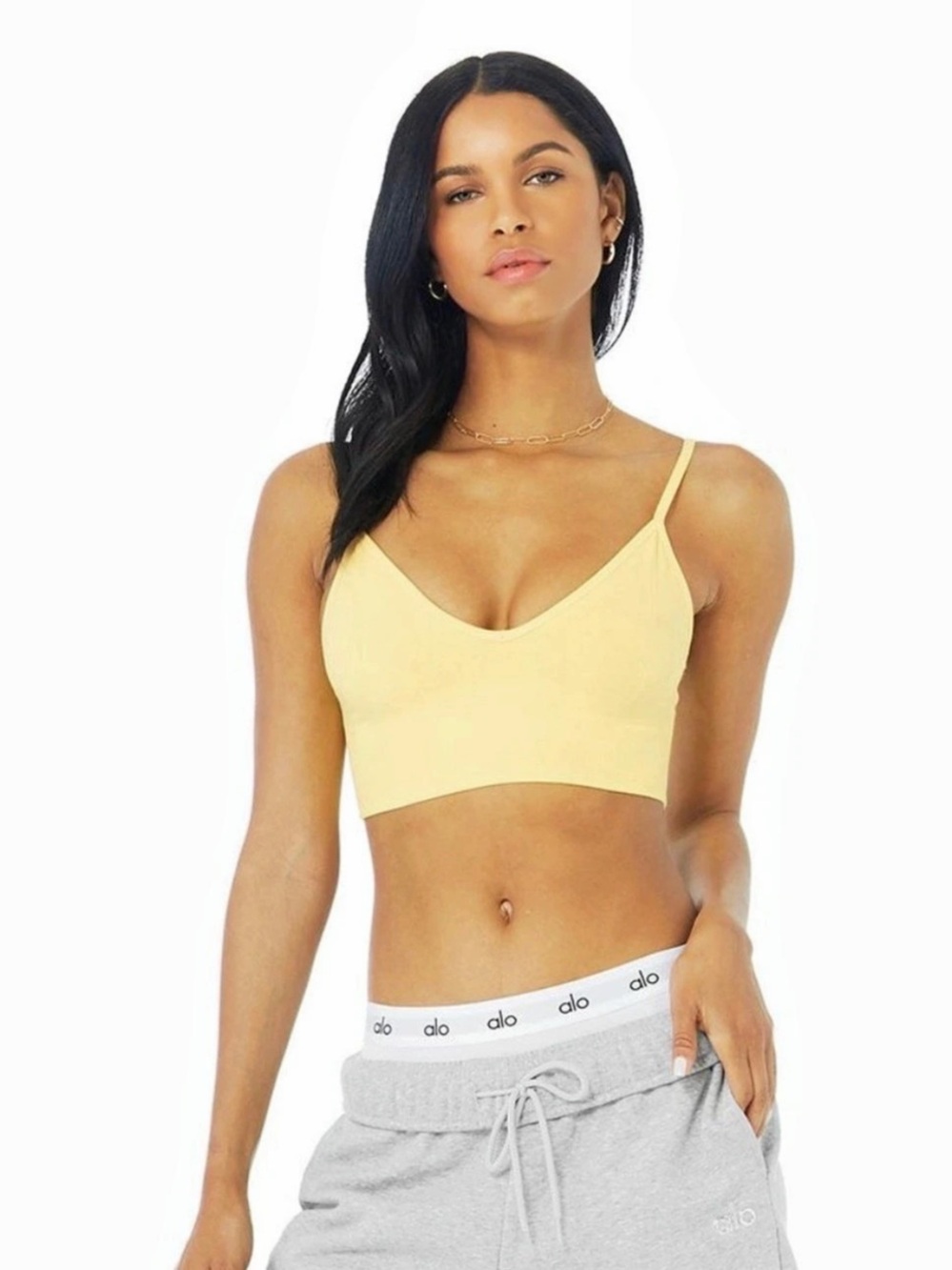 alo Delight Bralette Bra Yellow Sports Bra